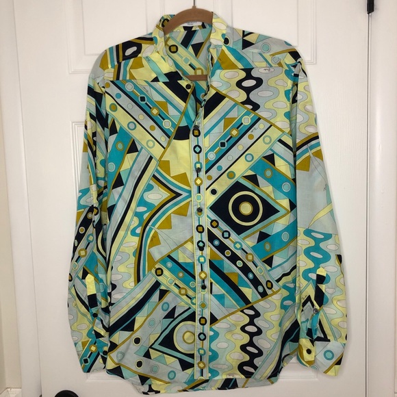 Emilio Pucci Other - Pucci Multicolor Patterned Cotton Collarless Shirt